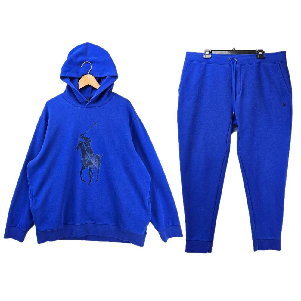 Polo Ralph Lauren Sweatsuit Set Mens XXL Blue Hoodie Joggers Big Pony Y2K